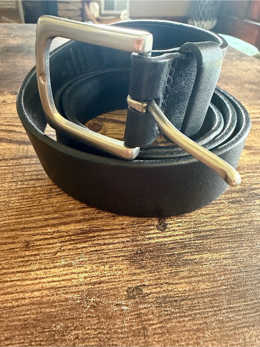 GAP Black Leather Belt with Silver Buckle